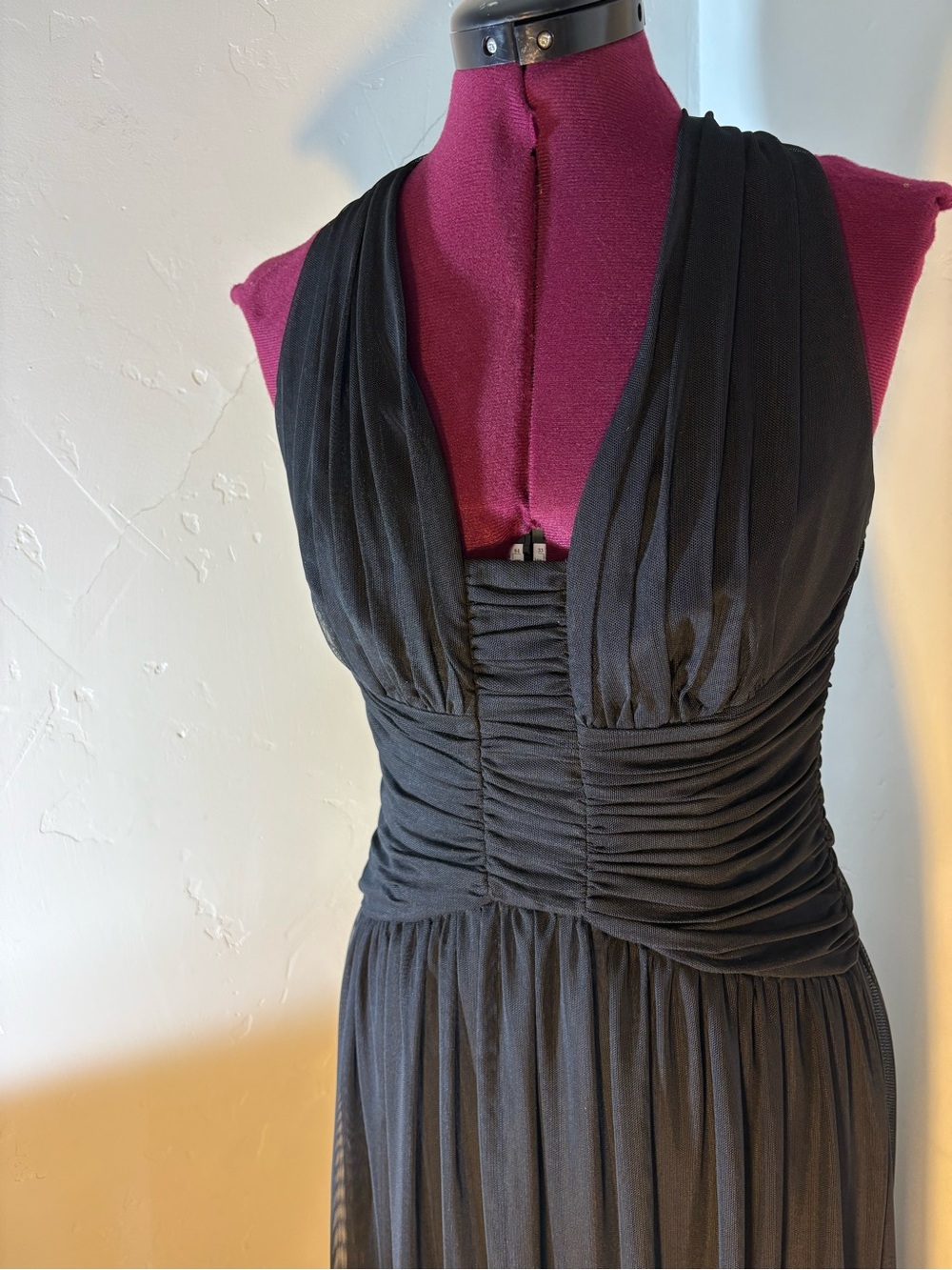 Calvin Klein black stretch mesh sexy halter minimalist evening gown small/mediu
